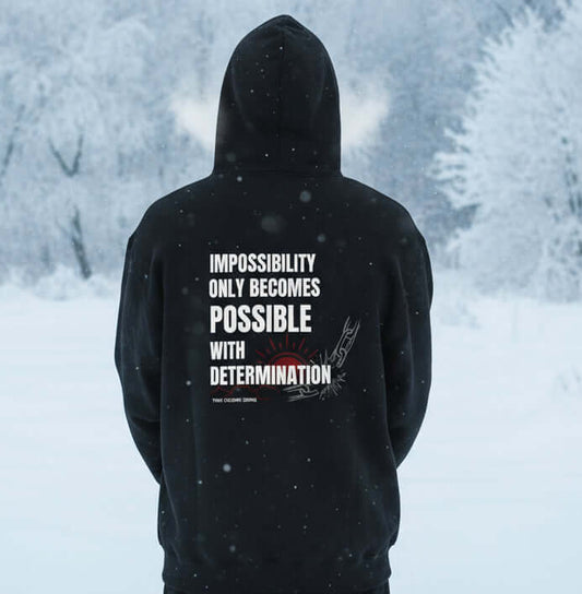 Artistic streetwear hoodie with empowering quote