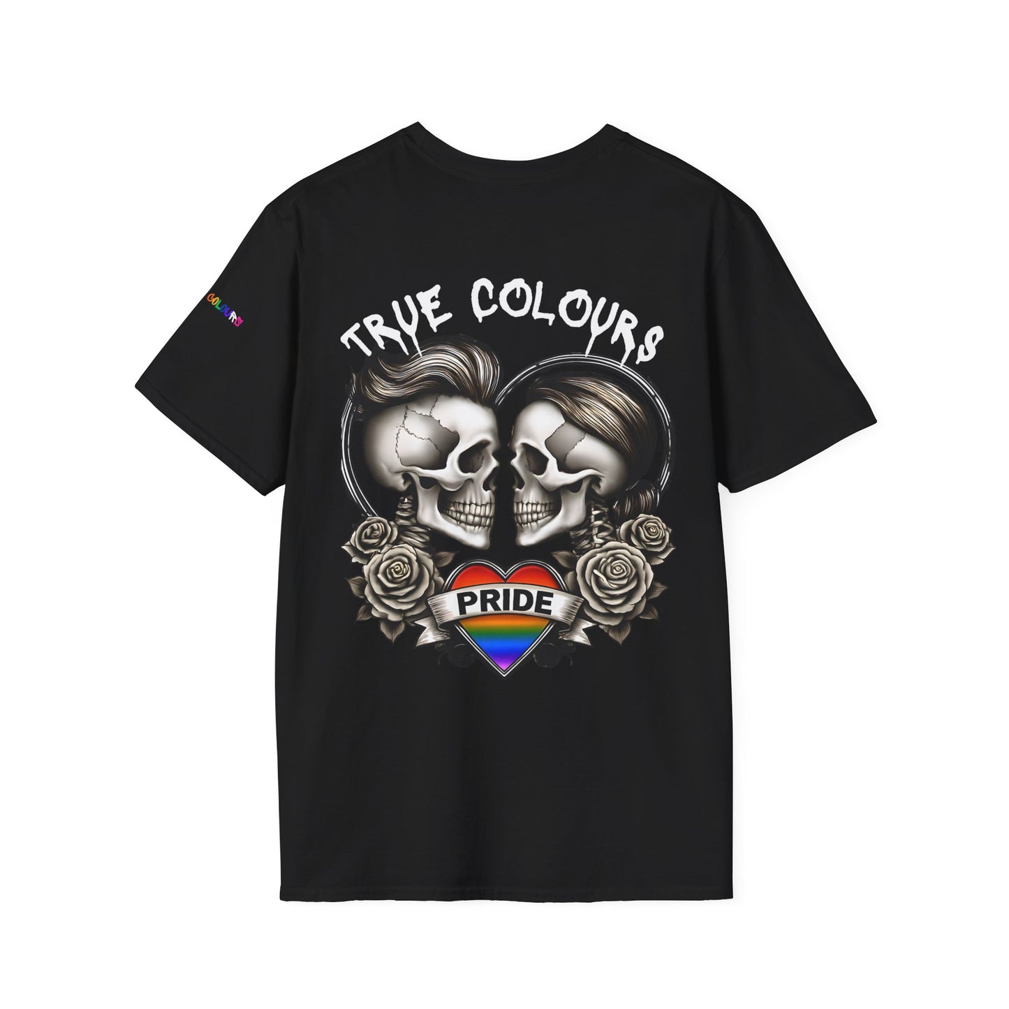 LGBTQ T Shirt - Love Beyond Flesh -Skull Couple Tattoo Style T Shirt