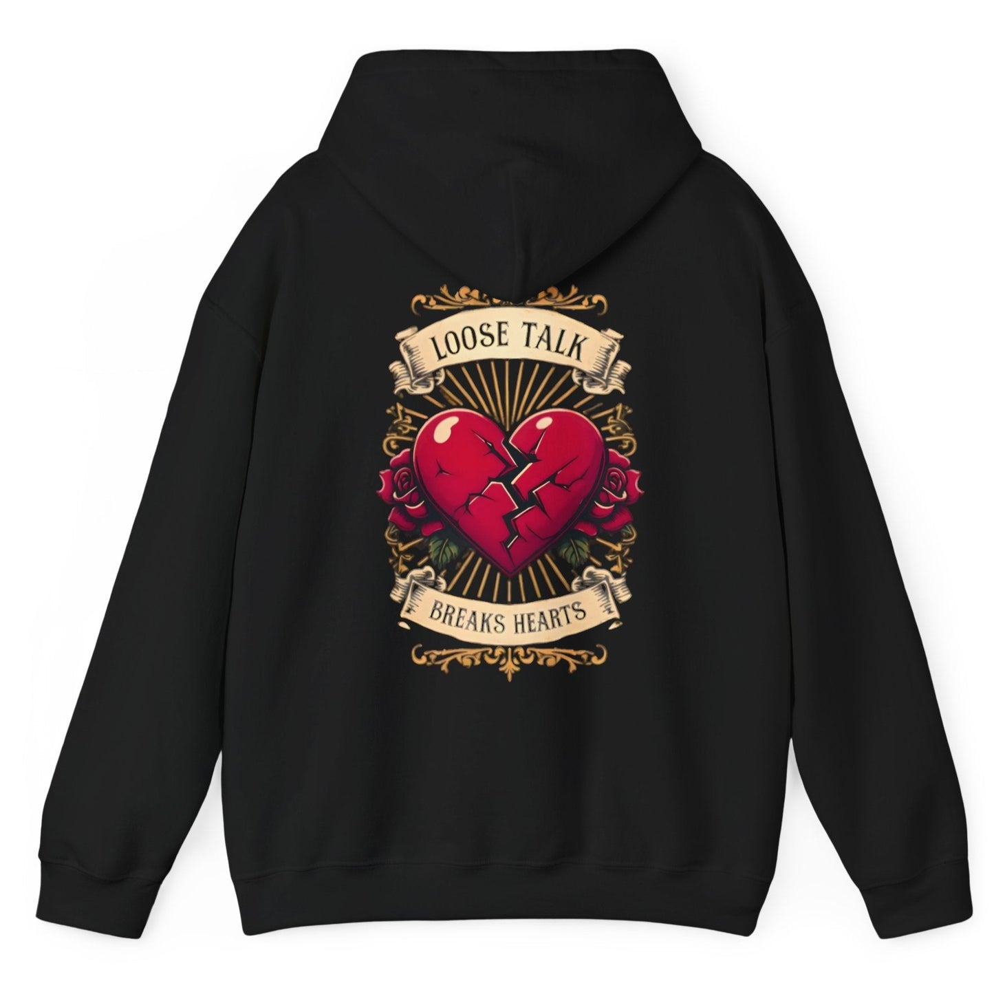 Hoodie with broken heart, flowers, chains, birds, True colours original
