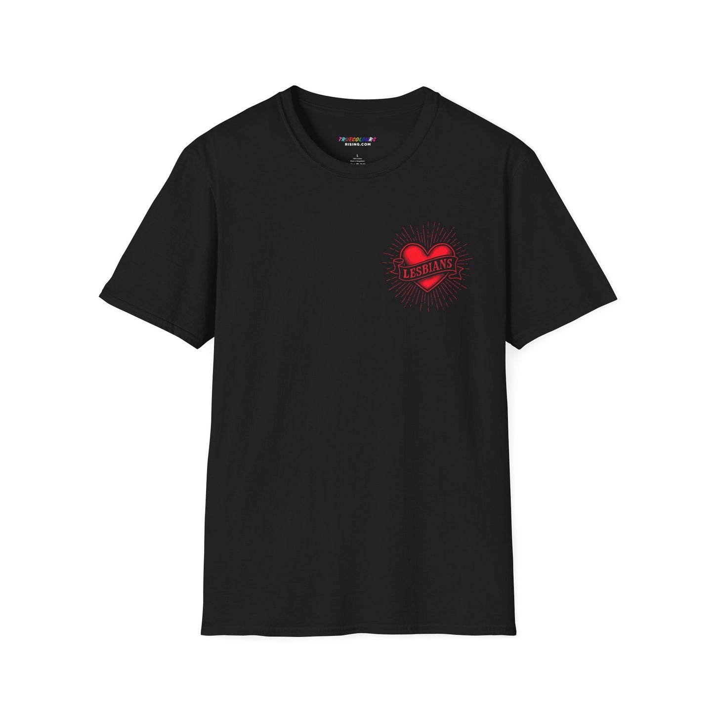 Alternative streetwear tattoo heart shirt with lesbians text design