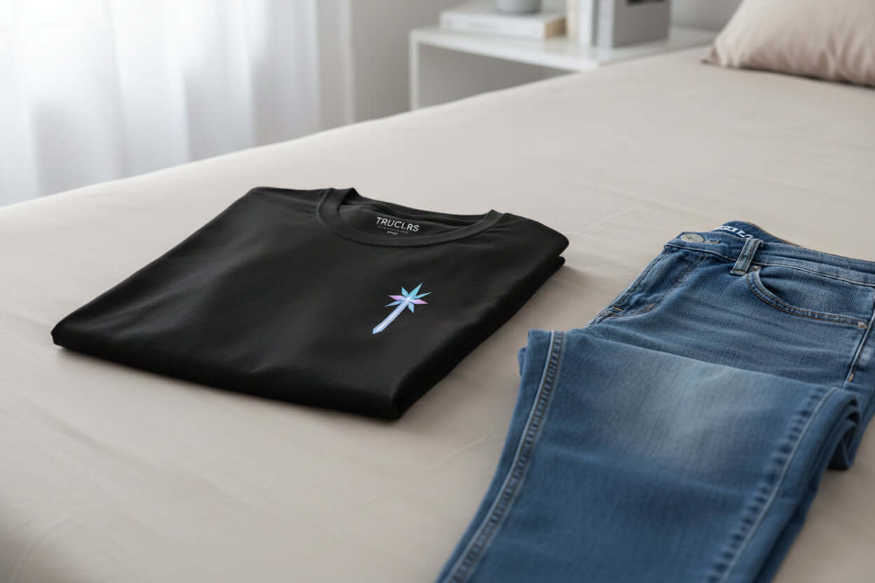 Trans T shirt - Black t-shirt with a discreet symbolic blade graphic over the chestt