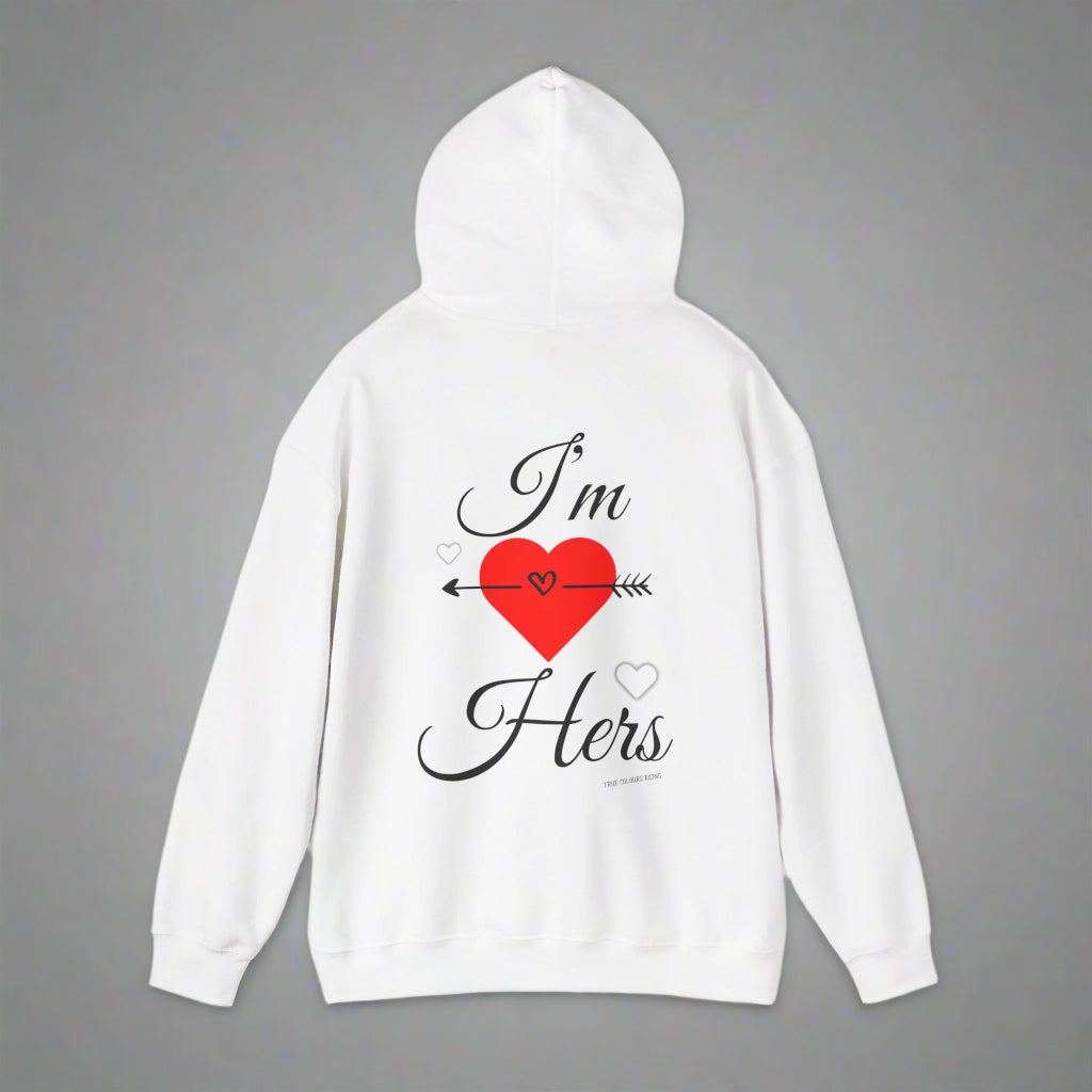 I'm hers White Hoodie - Matching Hoodie with Heart and Arrow