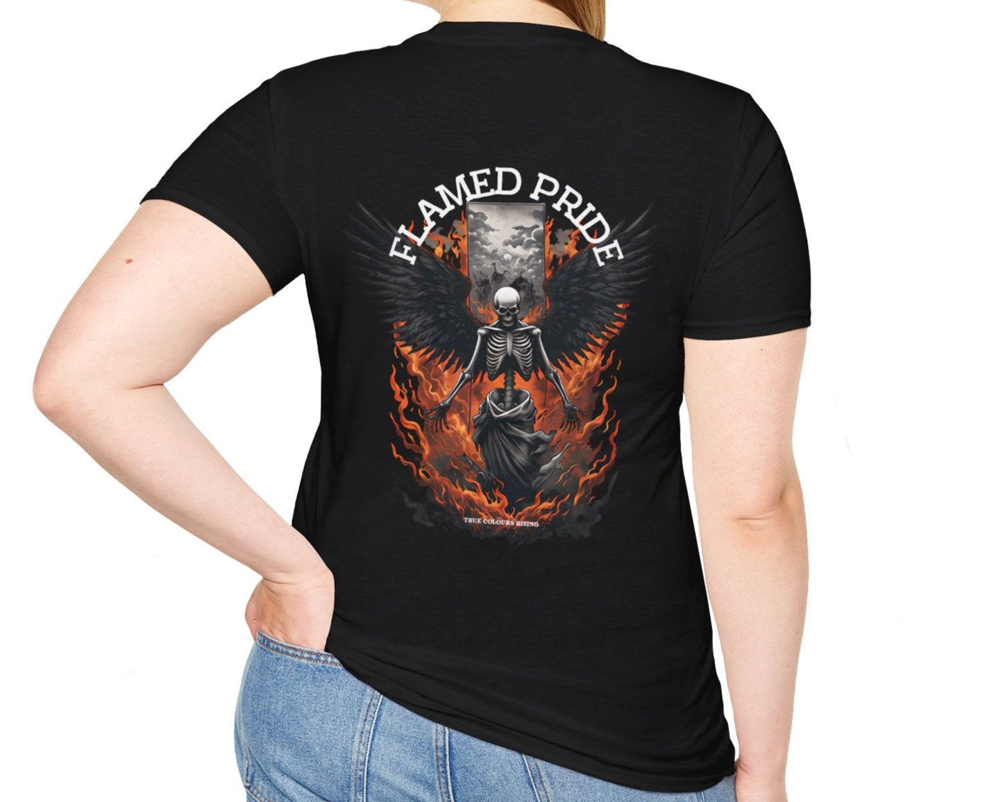 Flamed Pride Black T Shirt – Rise Through Fire, Own Your Truth