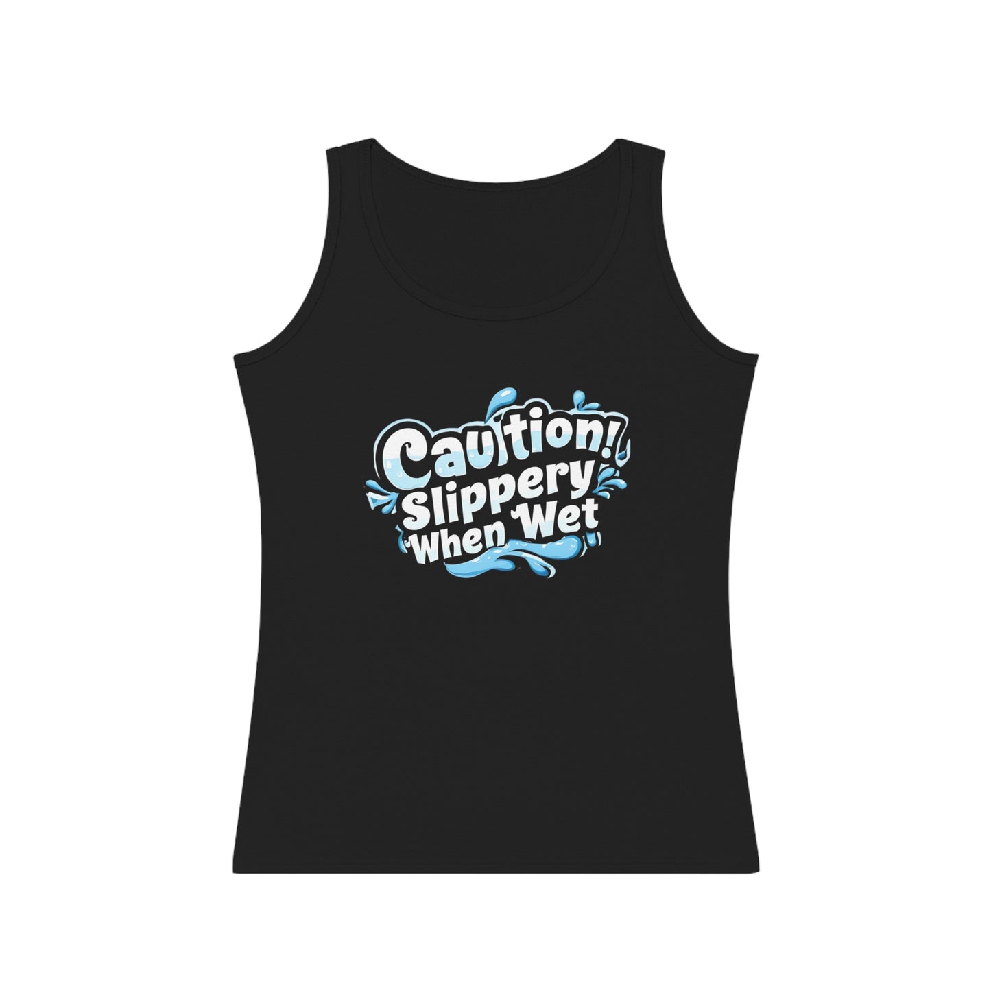 Turn Heads Fast: "Slippery When Wet" Tank with Water Splash Design