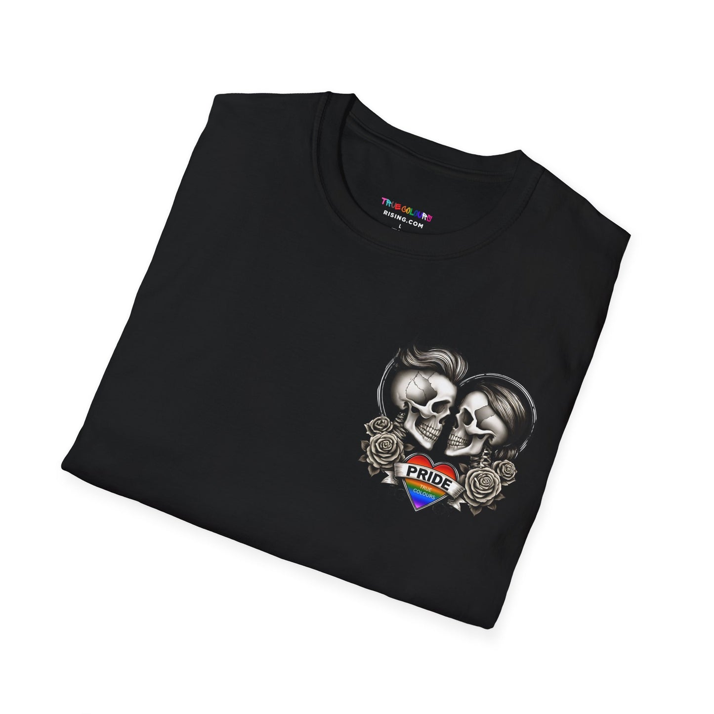 LGBTQ T Shirt - Love Beyond Flesh -Skull Couple Tattoo Style T Shirt