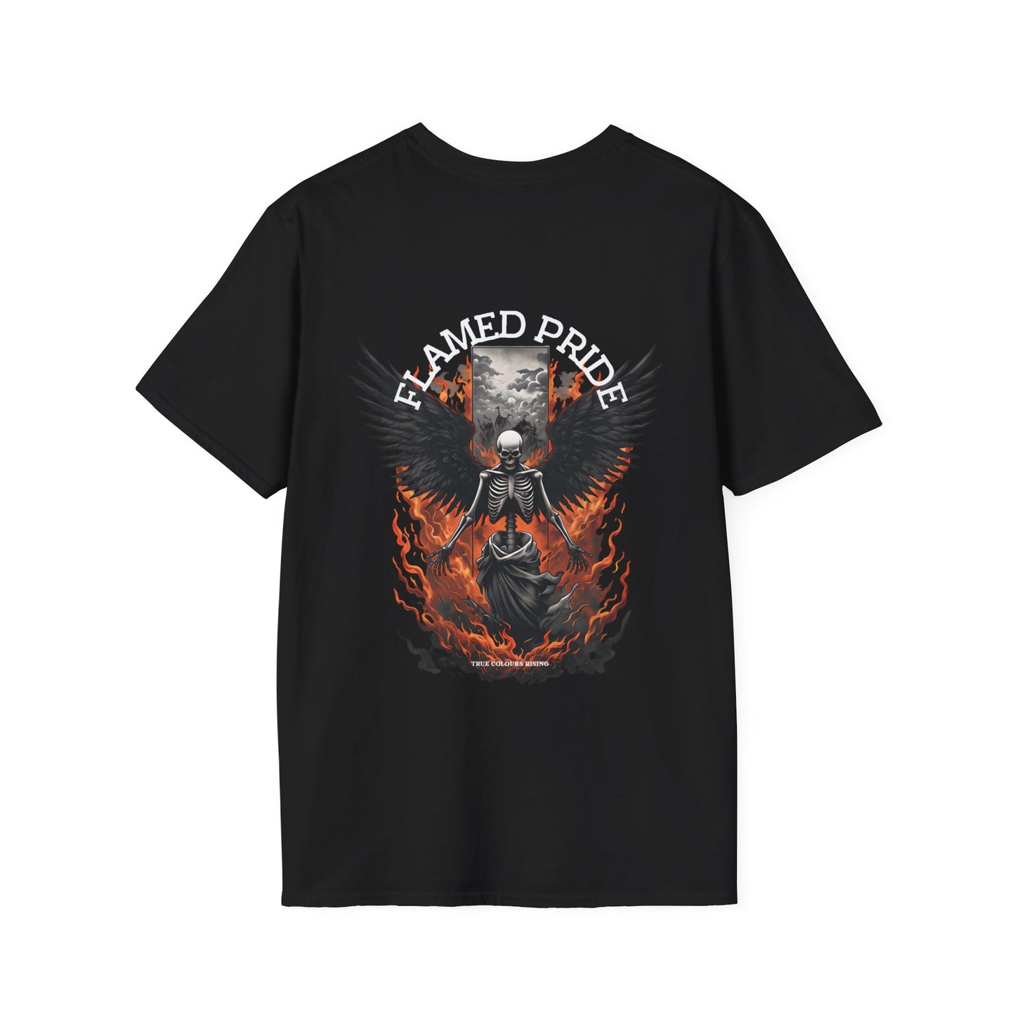 Flamed Pride Black T Shirt – Rise Through Fire, Own Your Truth