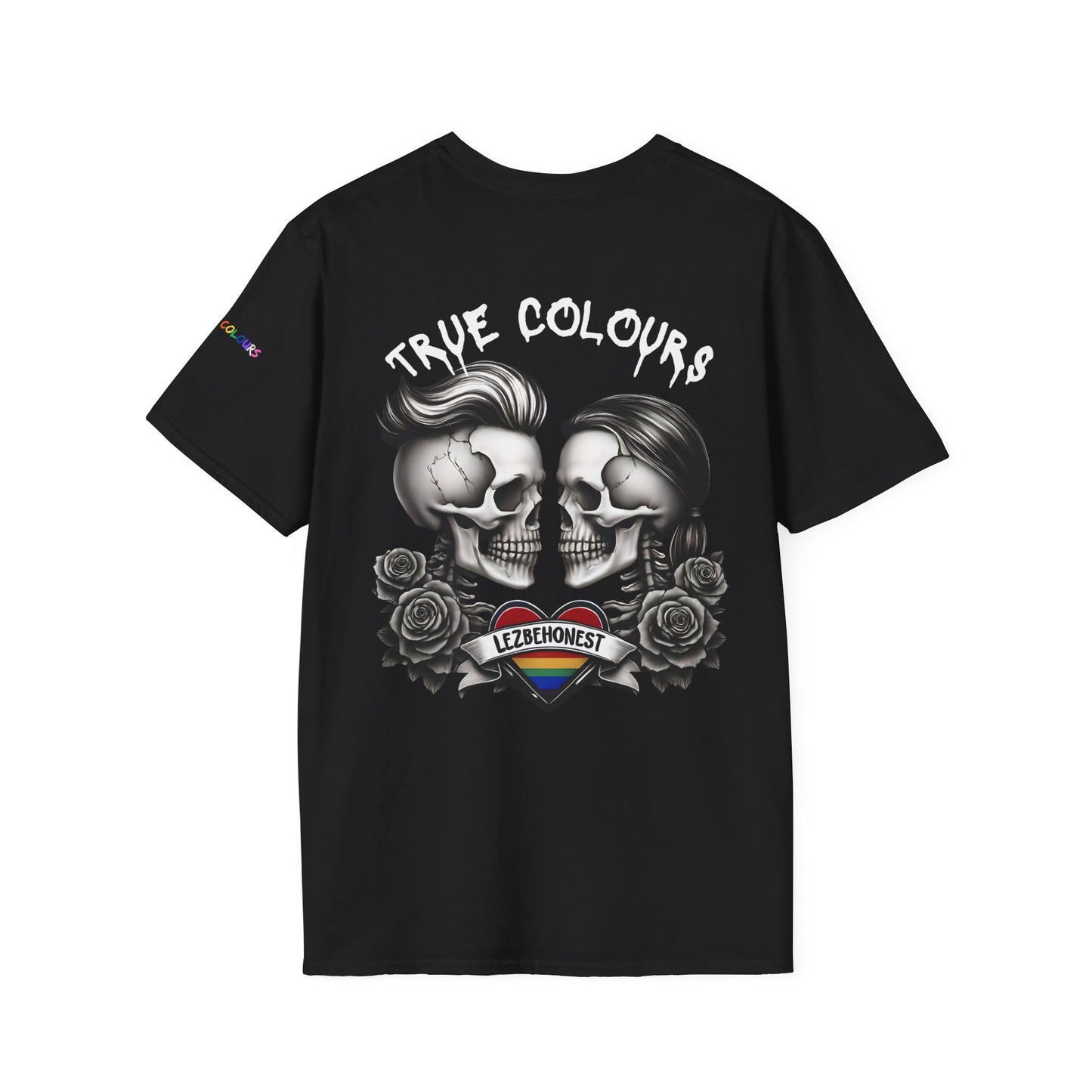 Lezbehonest Skull & Rainbow Heart T-Shirt – 100% Recycled Cotton | True Colours Rising