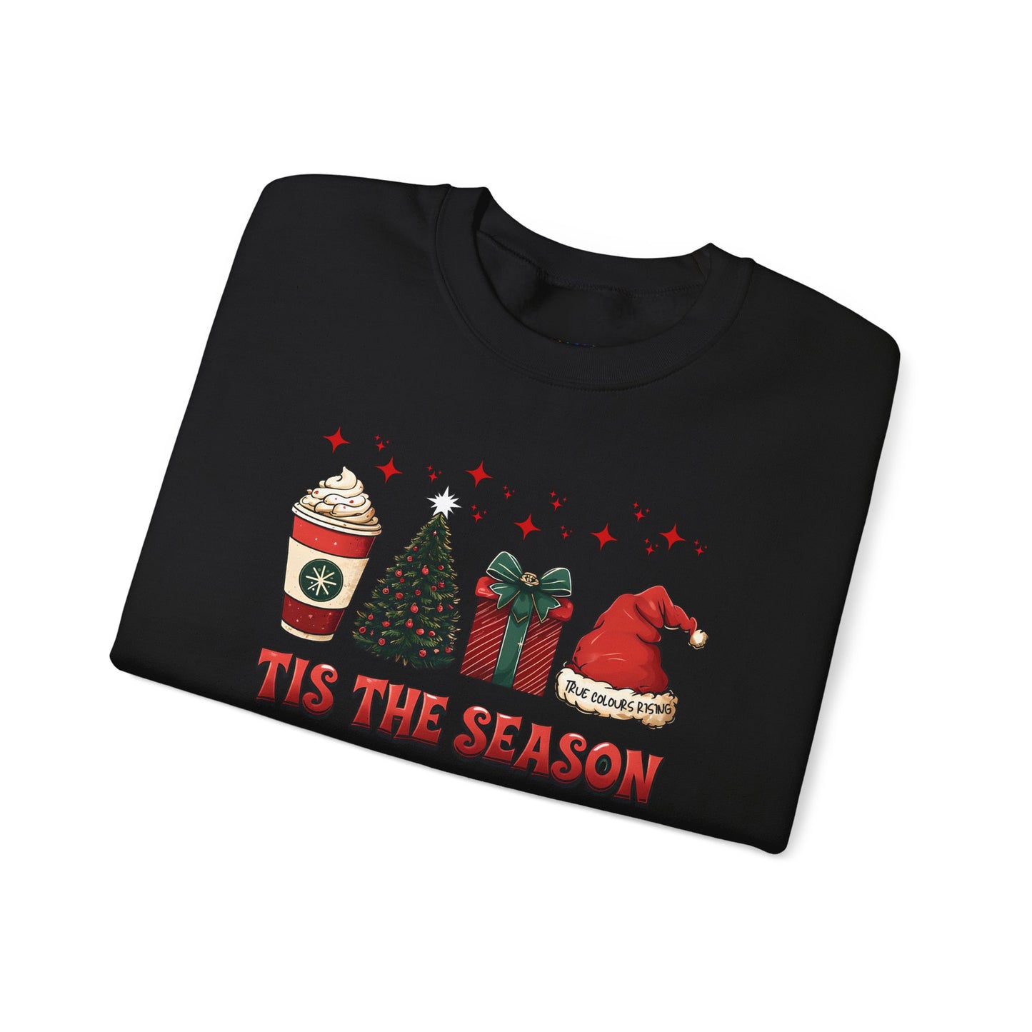 black true colours rising , christmas jumper with a tree