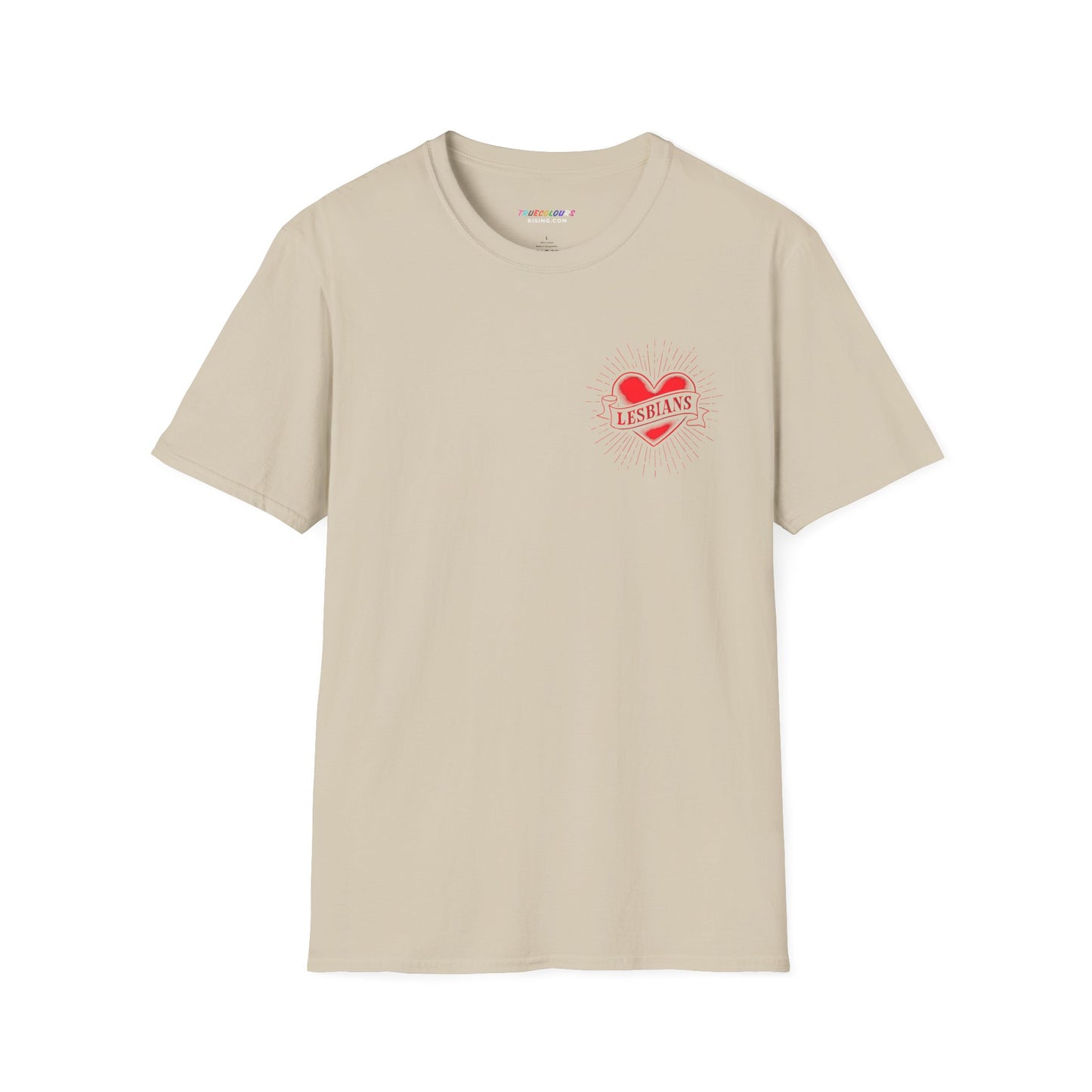Retro streetwear lesbian shirt with tattoo red heart and classic flash art