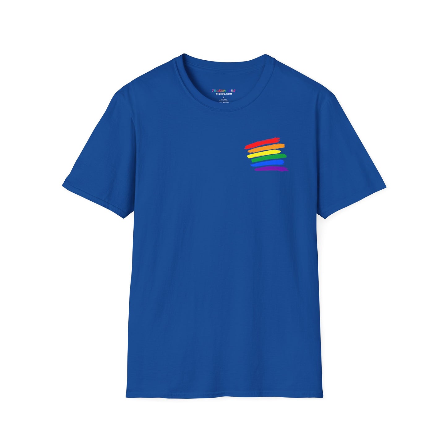 LGBTQ+ rainbow brushstroke pride t-shirt for queer streetwear fashion.