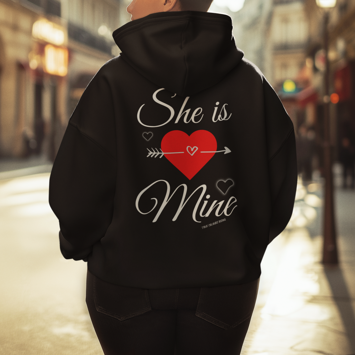 she is mine black hoodie to go with im hers white hoodie