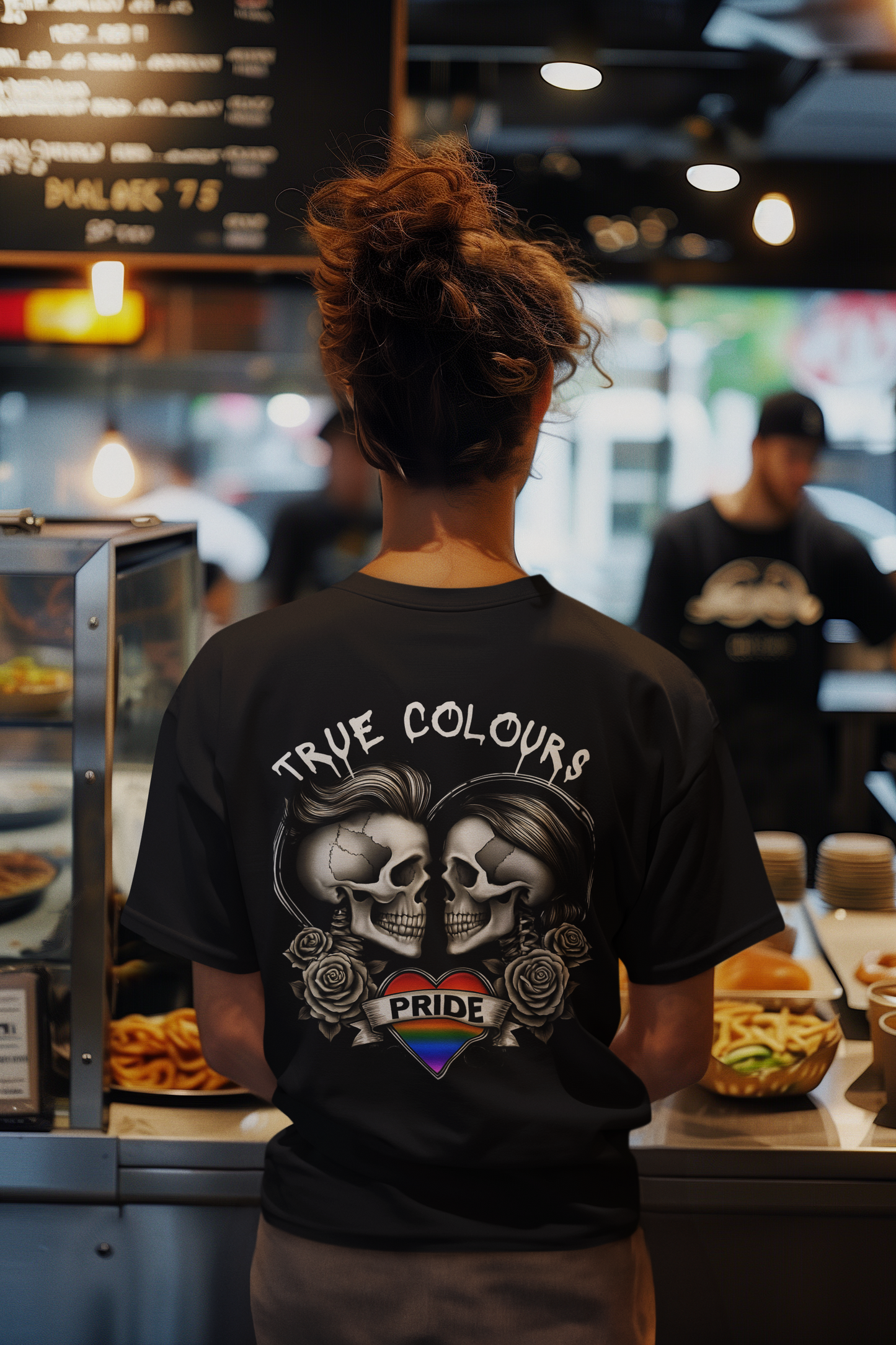 LGBTQ T Shirt - Love Beyond Flesh -Skull Couple Tattoo Style T Shirt