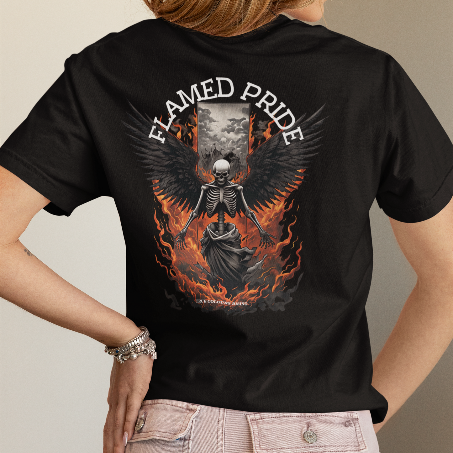 Flamed Pride Black T Shirt – Rise Through Fire, Own Your Truth