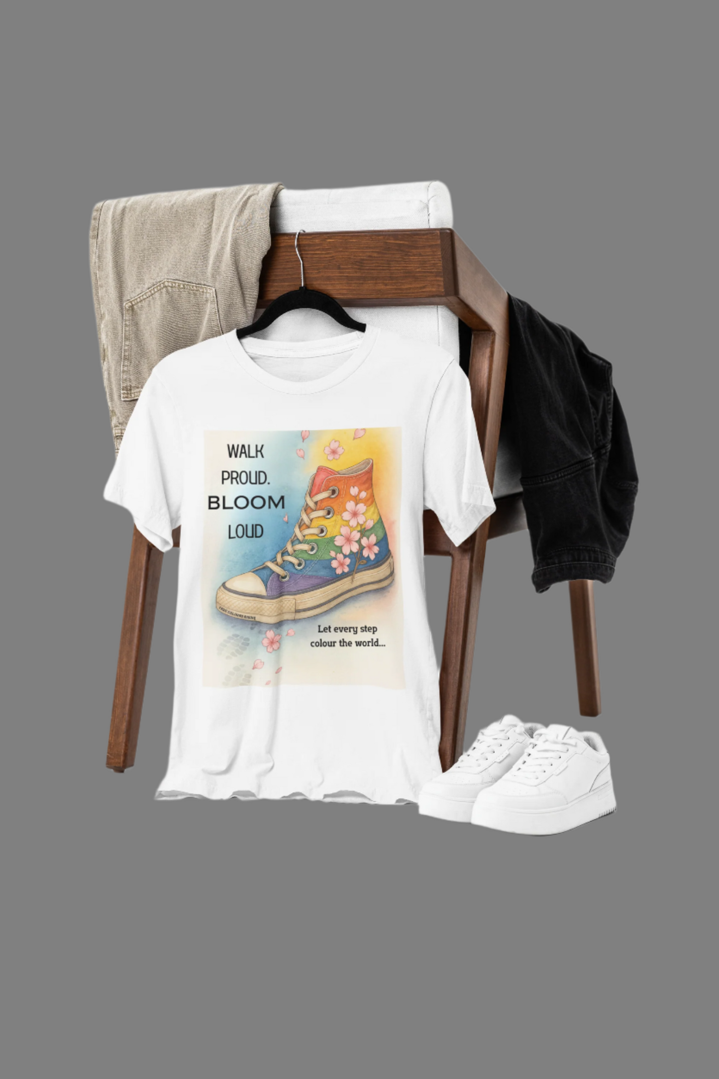 Rainbow Converse Sneaker T Shirt - Walk Proud Bloom Loud