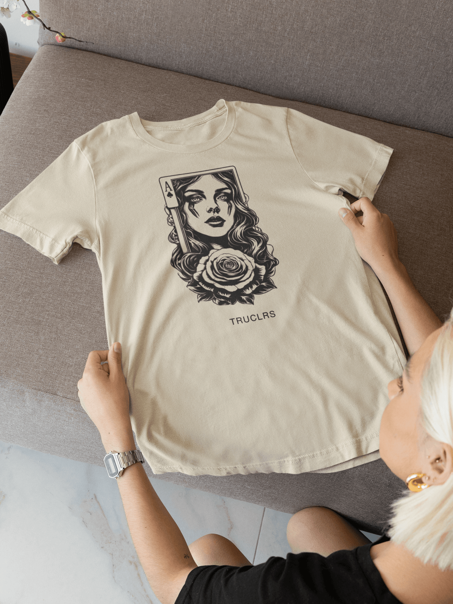 Ace of Thorns contemporary unisex t shirt in natural cotton