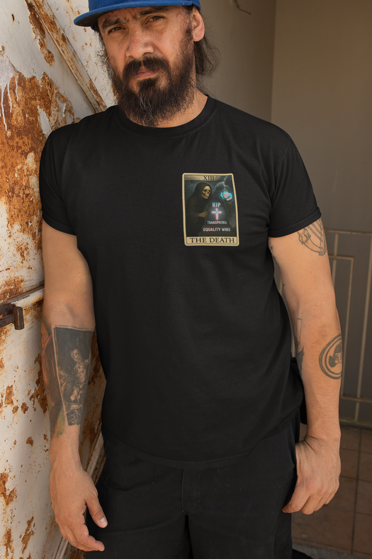 RIP Transphobia Tarot T-Shirt – Gothic Pride with Trans Power