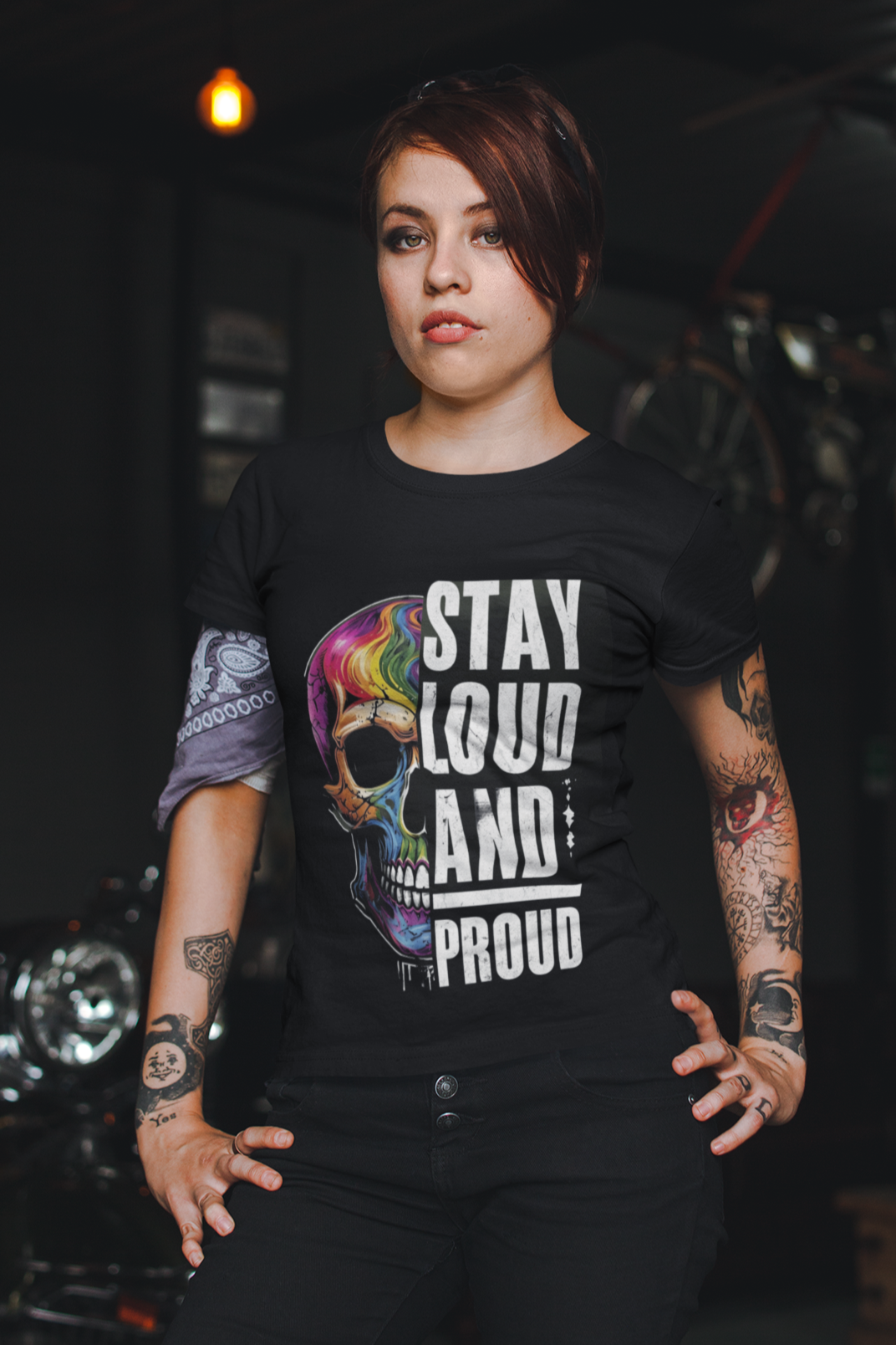 LGBTQ T Shirt Stay Loud and Proud Unisex Style - Rainbow Skull Design