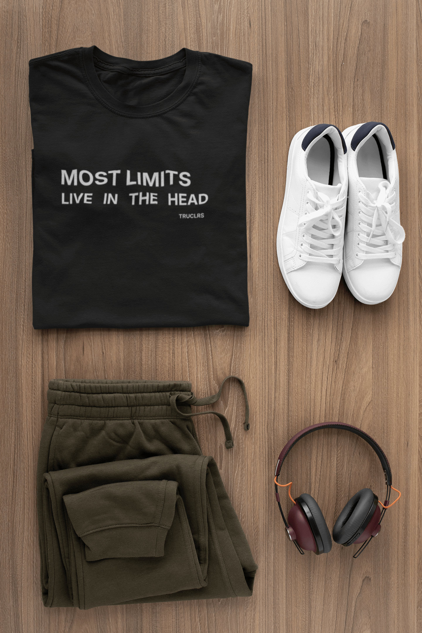 Black unisex t-shirt featuring clean typographic slogan