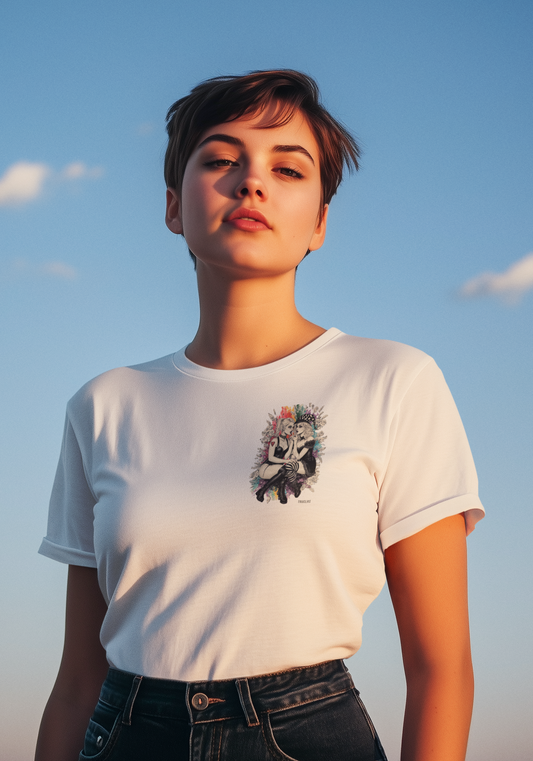 Secrets in Plain Sight Pocket Teel white t shirt with subtle taboo art graphic