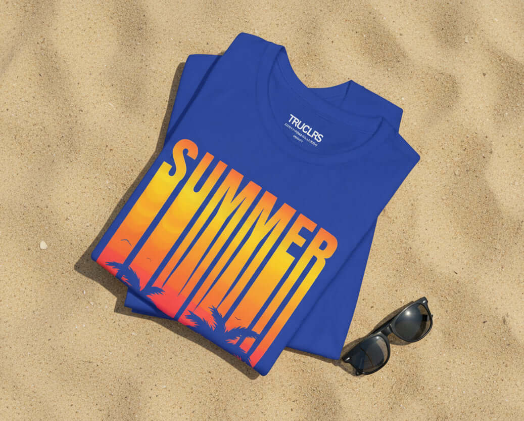 Coastal Cool vibrant blue summer tee for beach days and warm nights
