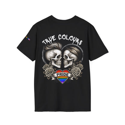 LGBTQ T Shirt - Love Beyond Flesh -Skull Couple Tattoo Style T Shirt