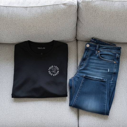 front chest true love with rose, truclrs
