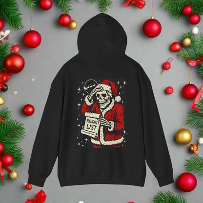 Christmas hoodie with festive graphics and humour