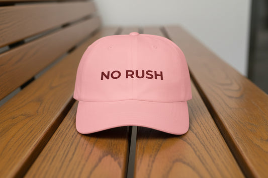 Relaxed fit soft pink baseball cap with minimalist text design