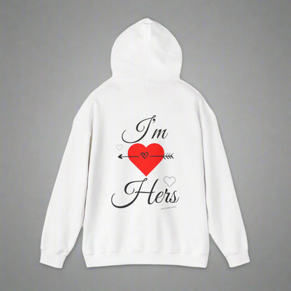 I'm hers White Hoodie - Matching Hoodie with Heart and Arrow