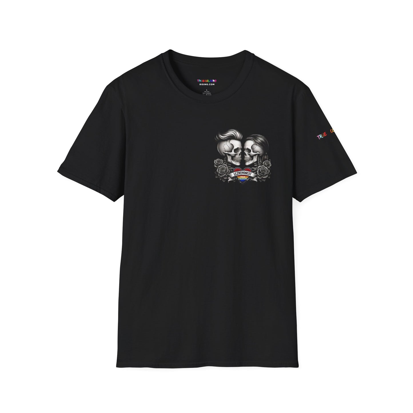 Lezbehonest Skull & Rainbow Heart T-Shirt – 100% Recycled Cotton | True Colours Rising