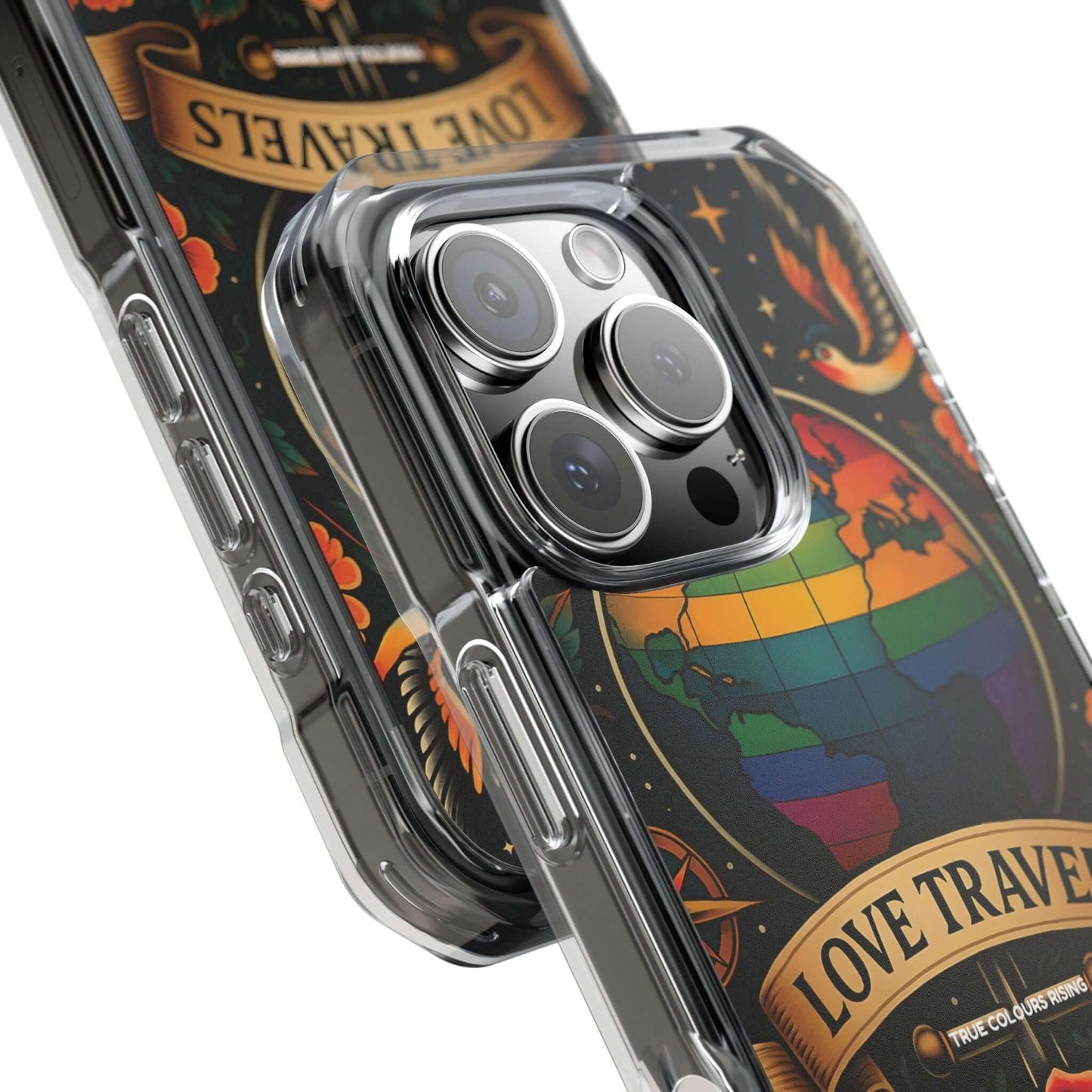 Clear Magnetic Love Travels iPhone Case - True Colours Rising