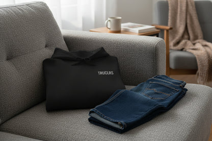 Queer Vintage -True Colours Rising Skeleton Clock Hoodie Front of design modern TRUCLRS, statement hoodie