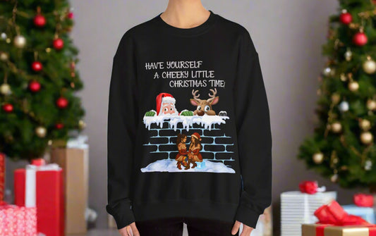 kinky Christmas jumper with santa and Rudolph 