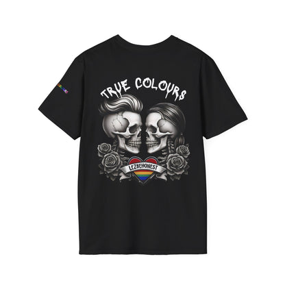 Lezbehonest Skull & Rainbow Heart T-Shirt – 100% Recycled Cotton | True Colours Rising
