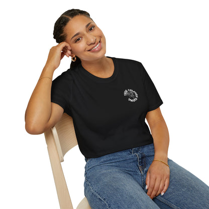 100% cotton black T-shirt with bold skeleton lovers and rose motif
