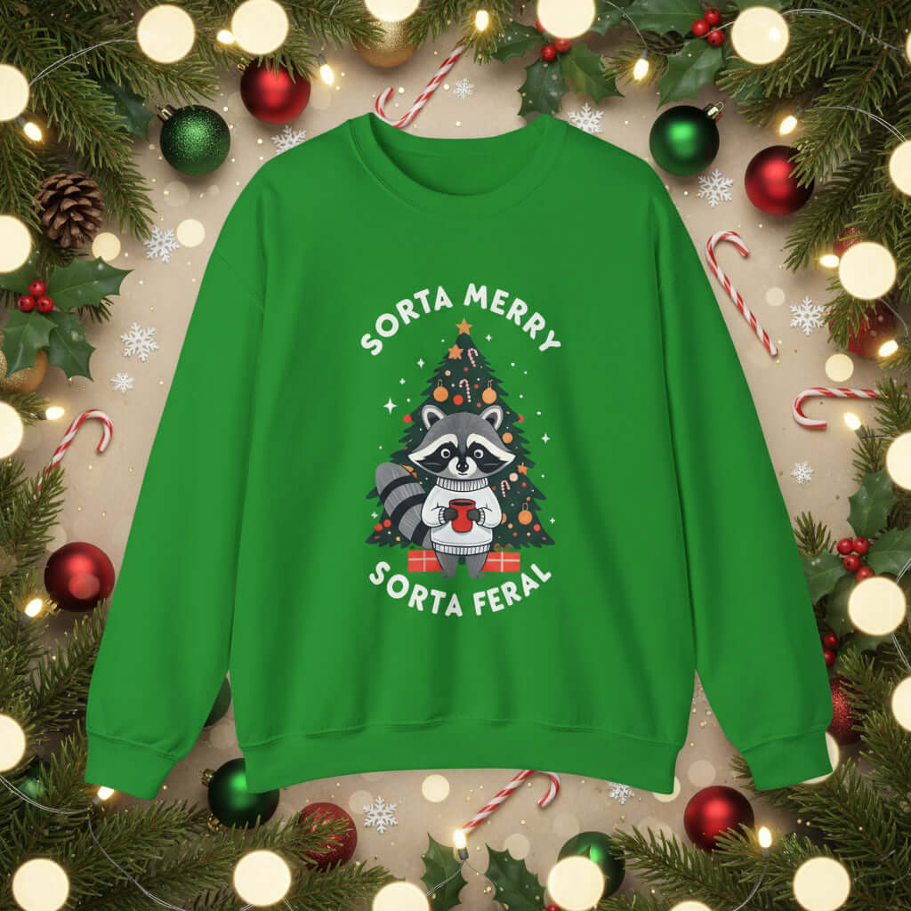 Sorta Merry Sorta Feral Green Christmas Jumper