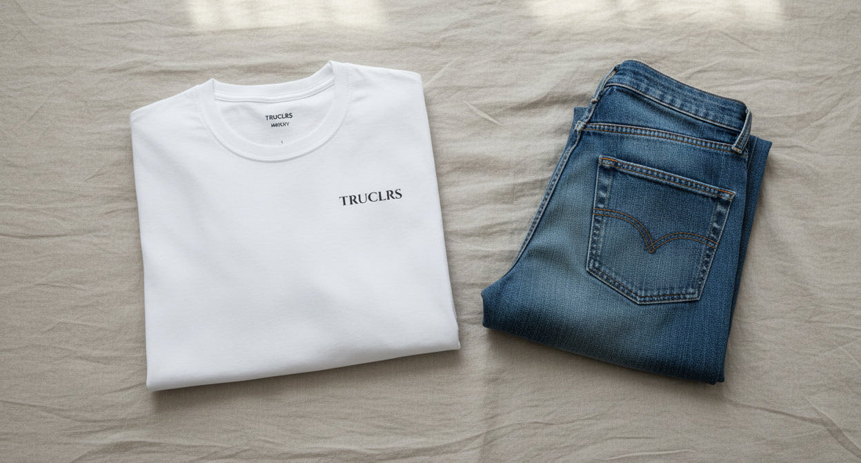 Love Undying T Shirt  White t-shirt with 'TRUCLRS' branding on a white background Alternative fashion white tee with eternal love skull illustration and detailed DTG print