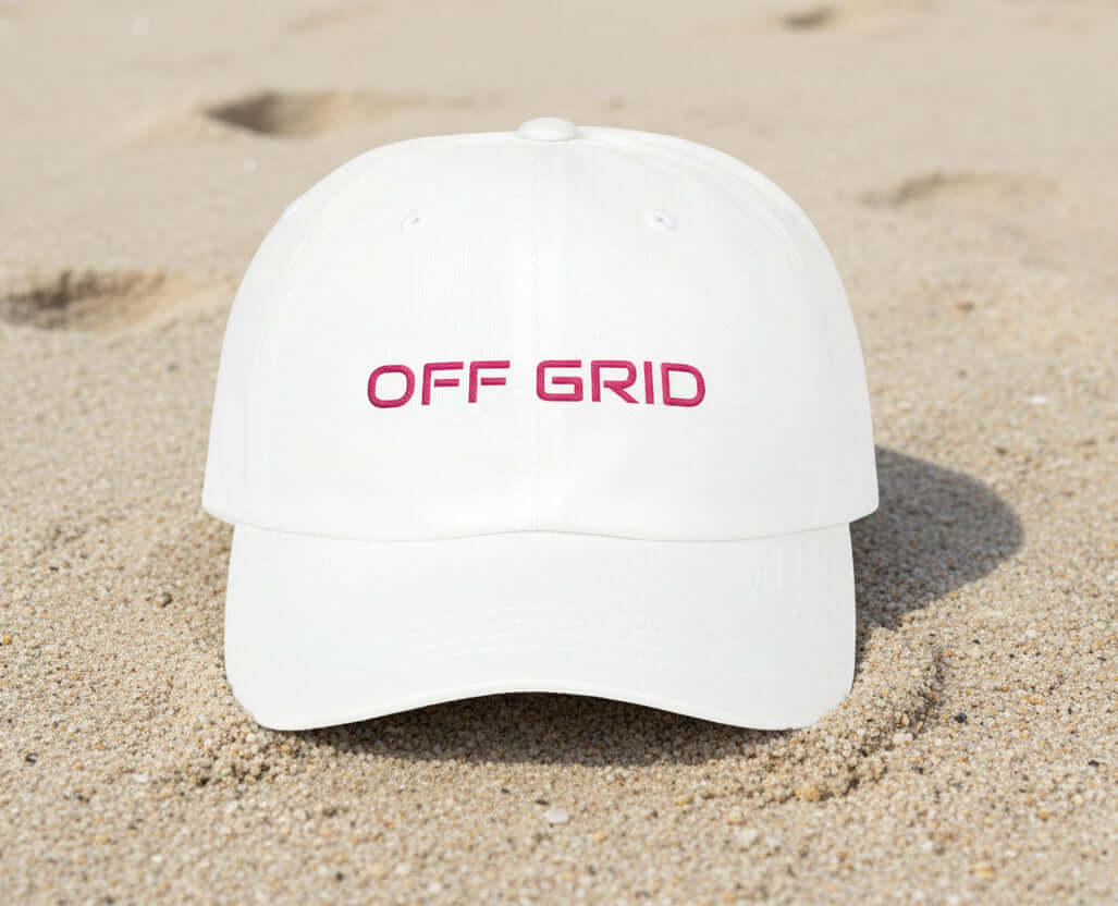Casual street style image of man wearing OFF GRID dad cap from True Colours Rising