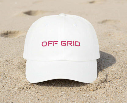 Casual street style image of man wearing OFF GRID dad cap from True Colours Rising