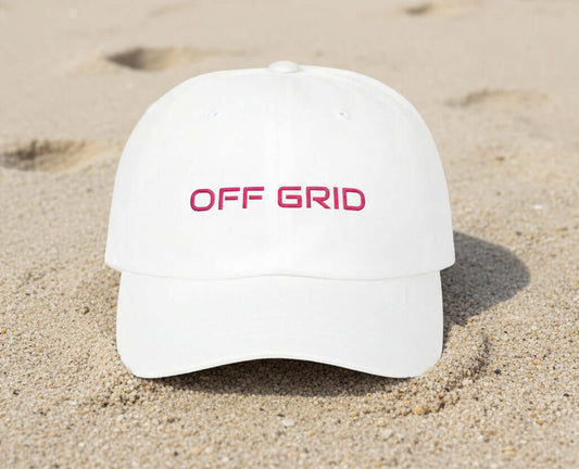 Casual street style image of man wearing OFF GRID dad cap from True Colours Rising