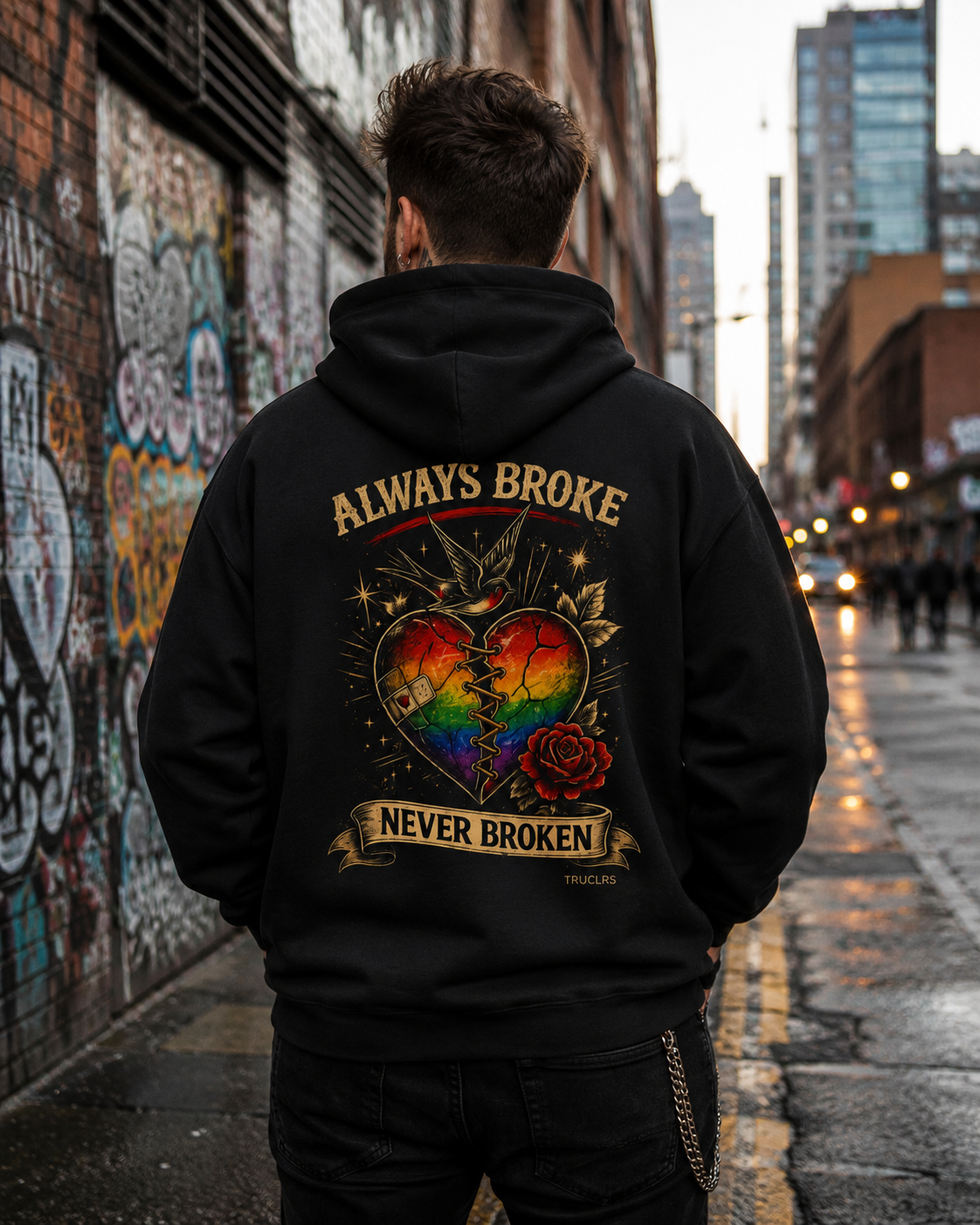 Always broke, Never Broken Premium Black Unisex Hoodie