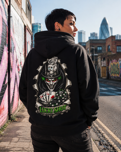 Alternative fashion hoodie with oversized back print and premium streetwear styling.