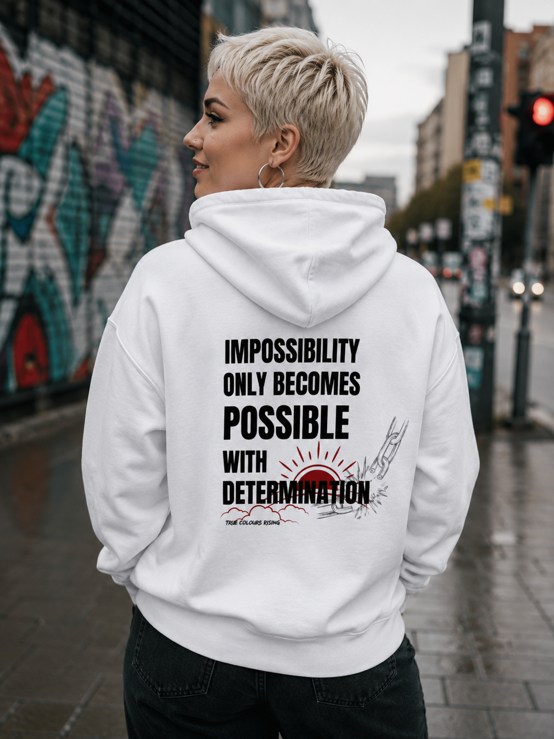Impossibility to Possibility - Determination White Hoodie