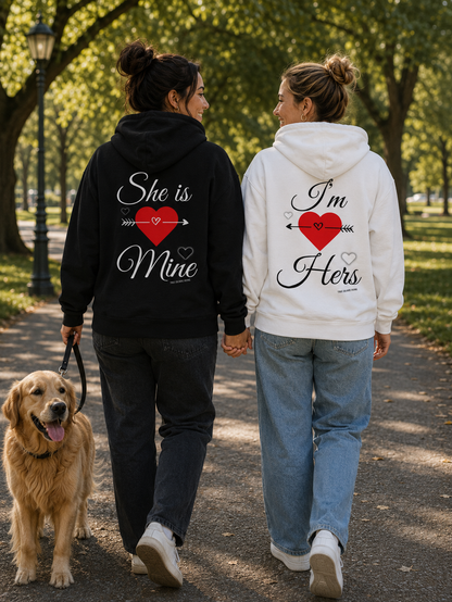 She is Mine - Couple Design Hoodie