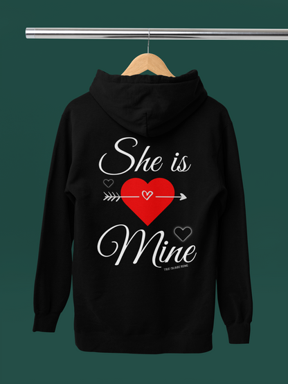 She Is Mine Black Hoodie   she is mine design romantic couple 