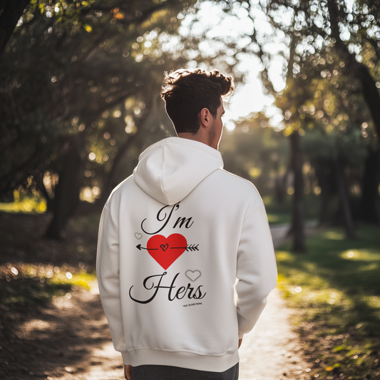 I'm hers White Hoodie - Matching Hoodie with Heart and Arrow