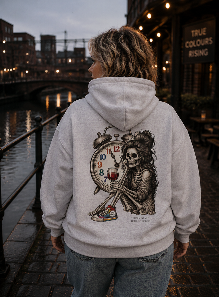 Queer fashion hoodie inspired by gothic tattoo art and timeless self-expression.