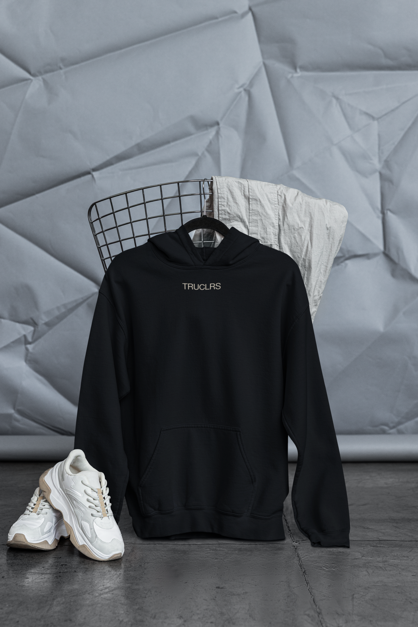 BLACK hoodie with TRUCLRS
