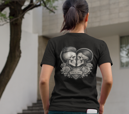 Back view of Love Beyond the Flesh gothic skull heart design by TRUCLRS
