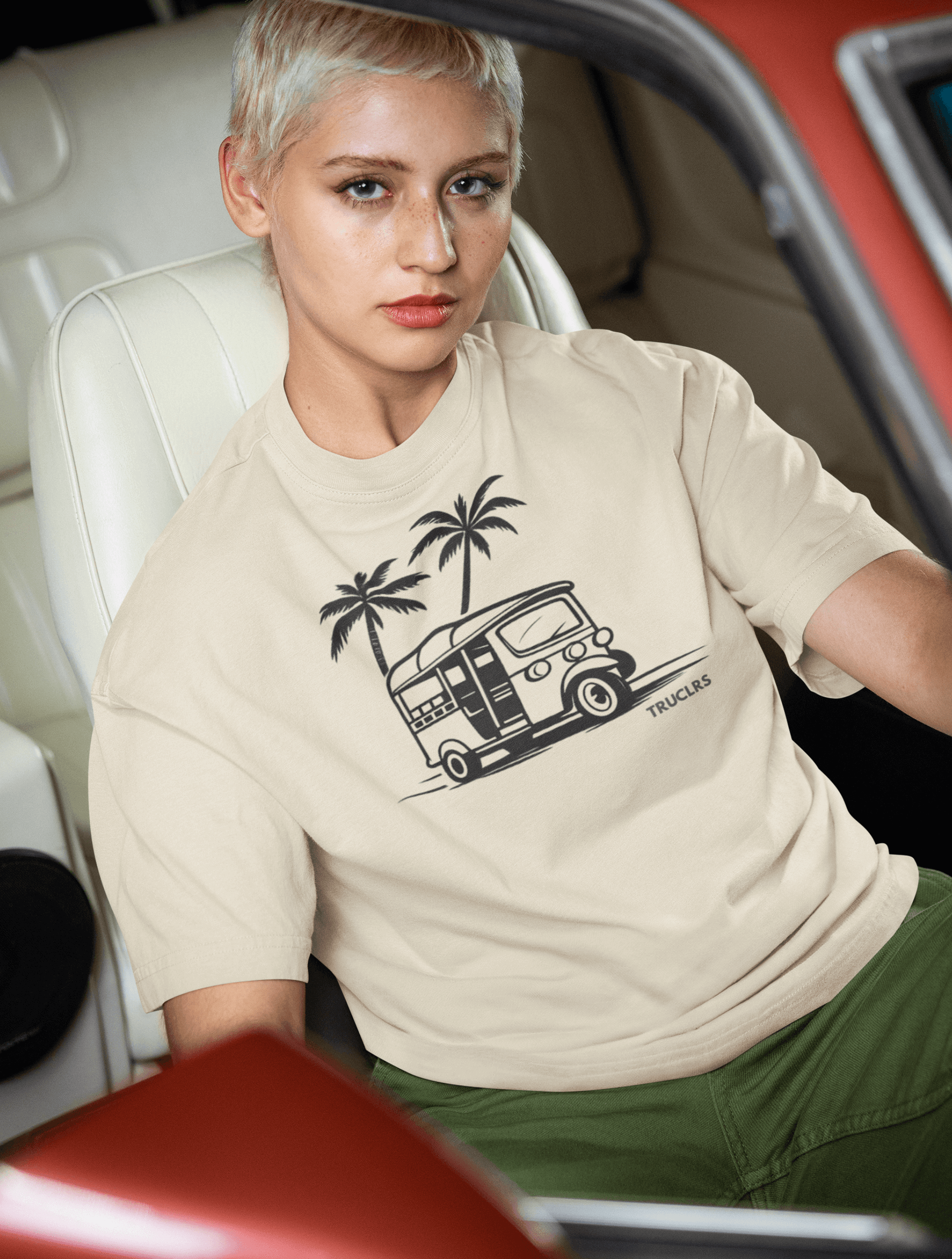 Summer travel inspired graphic t shirt in breathable cotton